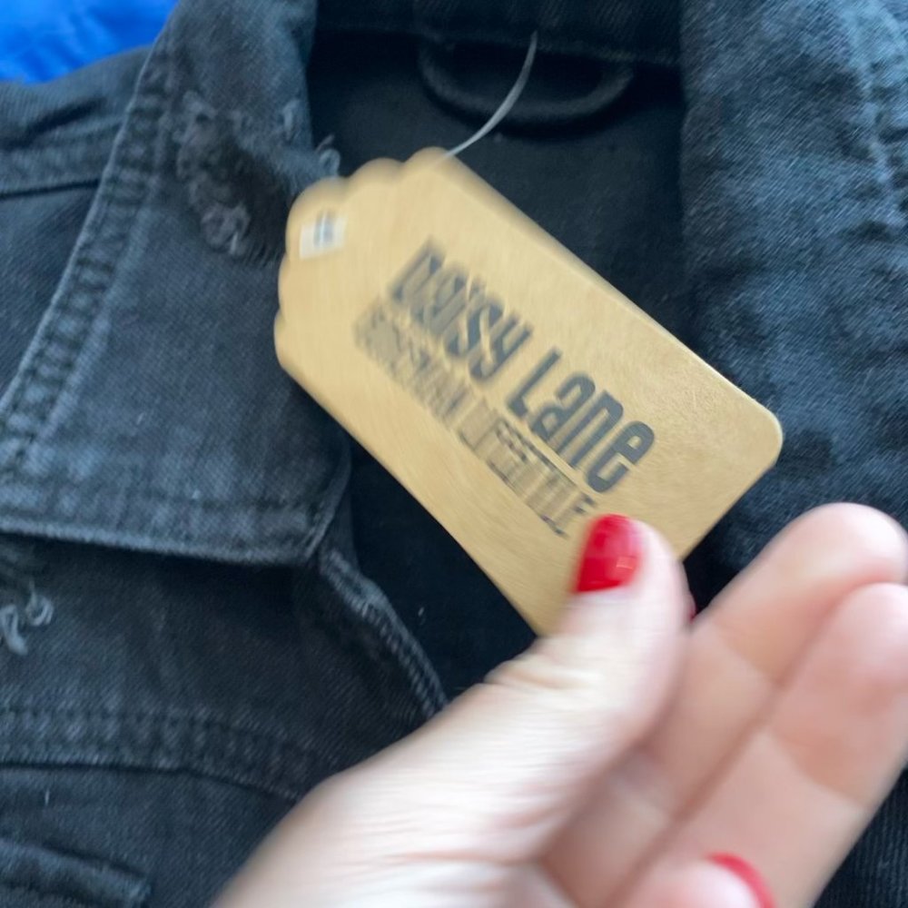 Daisy Lane Distressed 2 Striped Jean Jacket - Picture 5 of 7